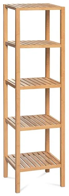 Regál, 5 políc, masív bambus, prírodný odtieň, nosnosť 15 kg - DR-011-3