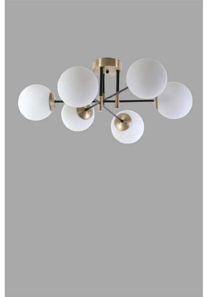 Stropné svietidlo v bielo-zlatej farbe so skleneným tienidlom ø 15 cm Dolunay – Opviq lights