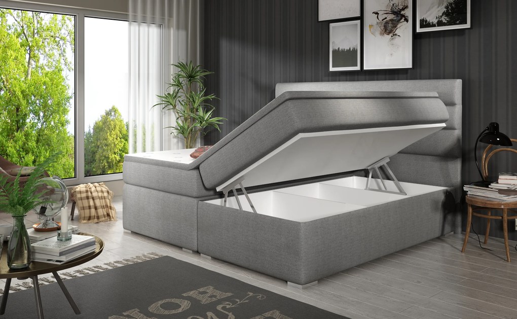 Elegantná box spring posteľ Barone 180x200, biela