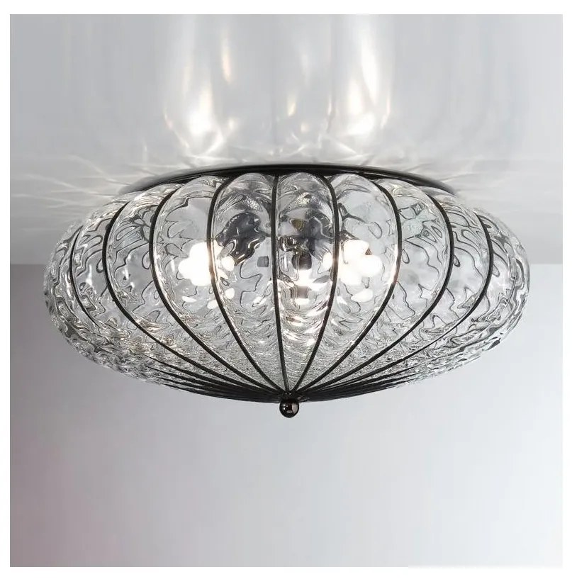 SIRU - Stropné svietidlo ACCADEMIA 3xE27/60W/230V číra/čierna benátske sklo