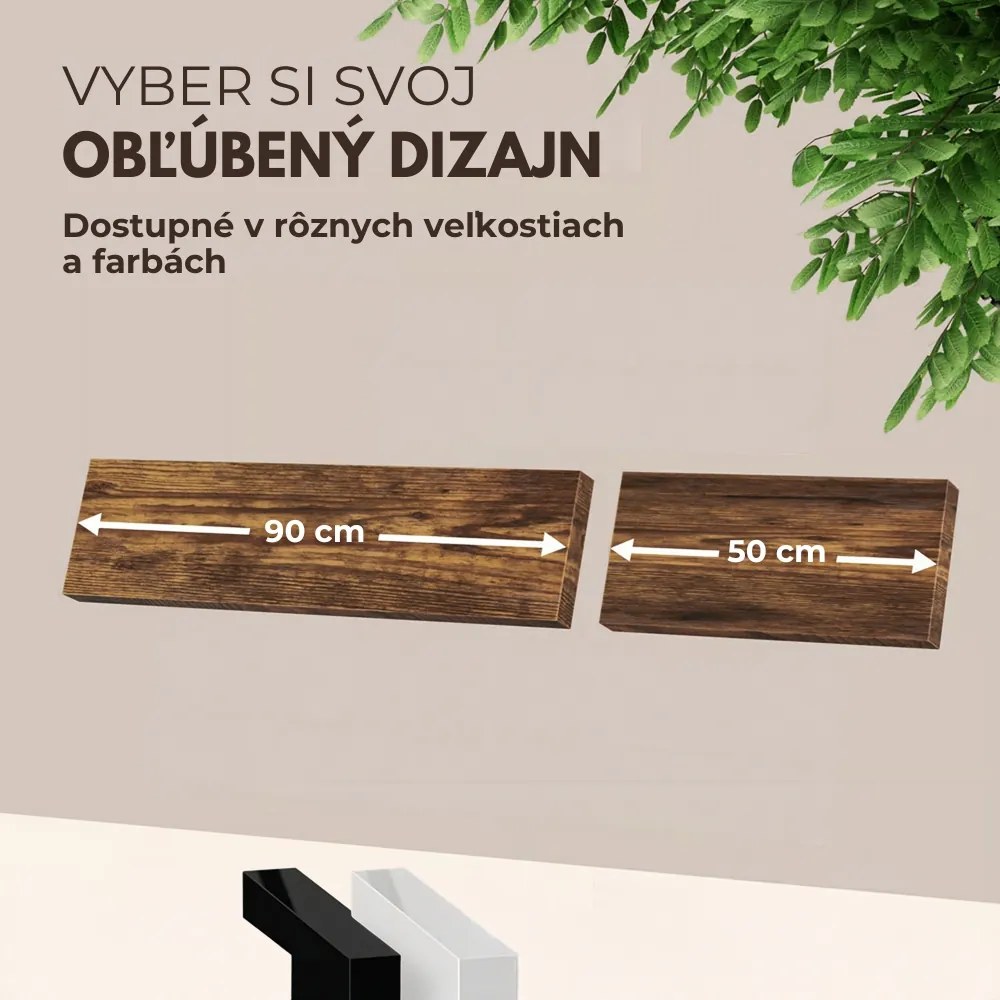 Nástenná polica FIGO + konzola, 90cm, tmavý dub Casaria
