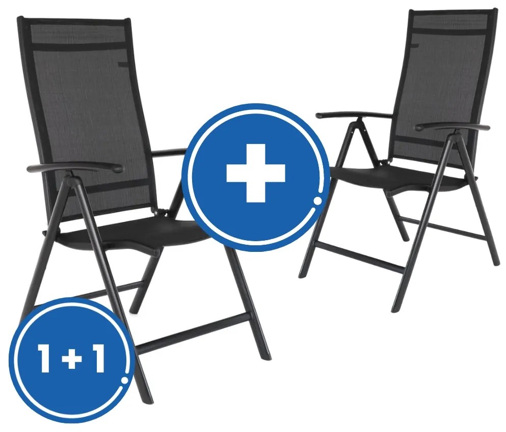 Záhradná stolička Conrado 1 + 1 ZADARMO, čierna