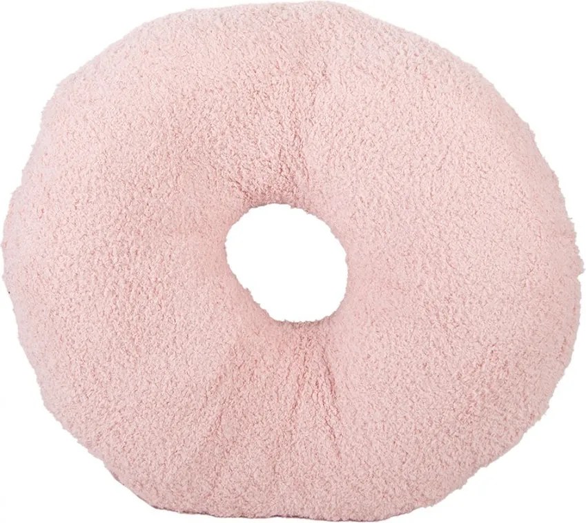 Ružový dekoratívny vankúš v tvare donutu s posypom - Ø 35*6 cm