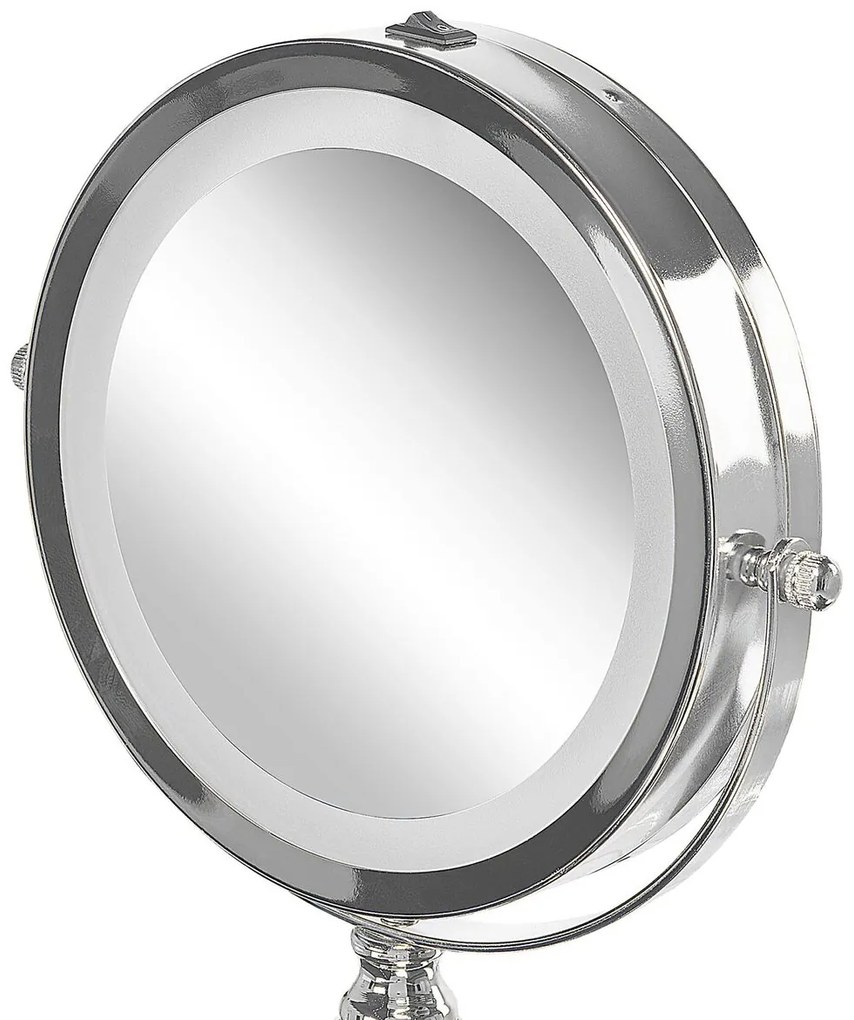 LED Makeup zrkadlo ø 18 cm CLAIRA strieborné Beliani