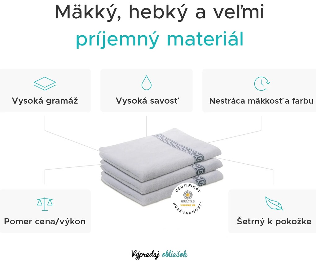 Uterák GREEK 50 x 90 cm biely, 100% bavlna