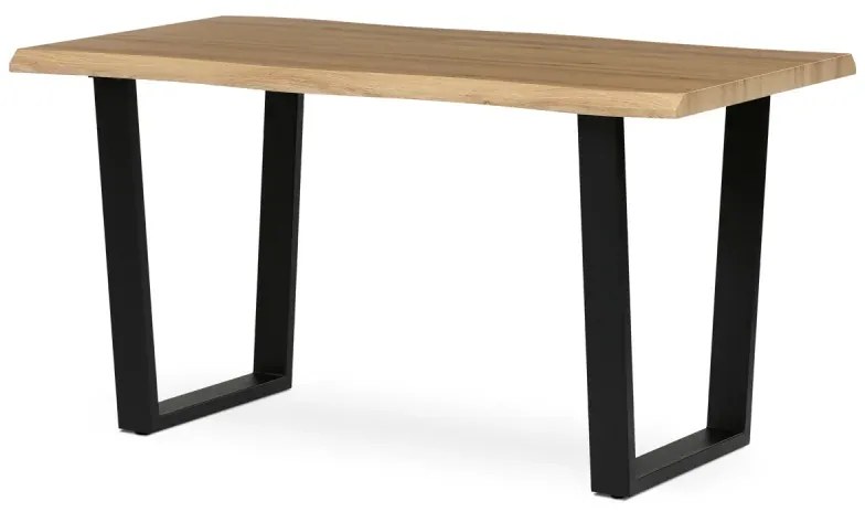 Stůl jídelní, 140x80x75 cm, MDF, kov, divoký dub, černá