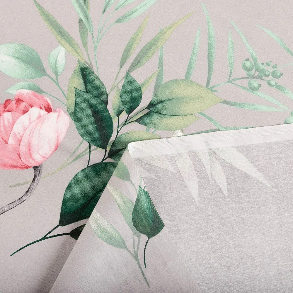 Biante Bavlnený záves Sandra SA-452 Ružové kvety na sivom 150x210 cm