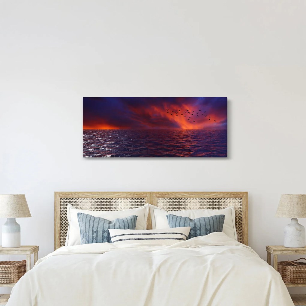 Obraz mora s vtákmi (120x50 cm)