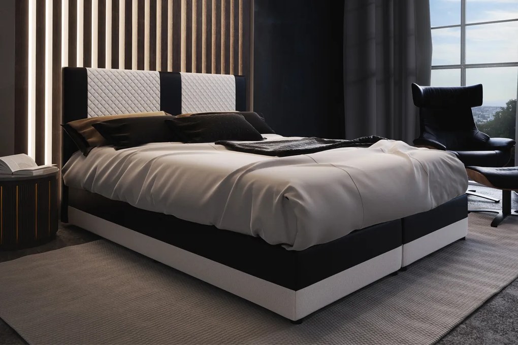 Najlacnejsinabytok PEDRO čalúnená posteľ 180 biela/čierna