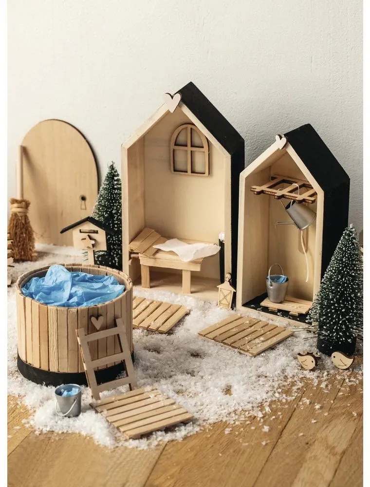 Sada 2 ks drevených poličiek v tvare domčeku LITTLE HOUSES