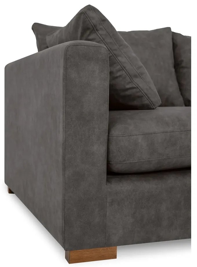 Antracitová pohovka z imitácie kože 175 cm Hamburg – Scandic