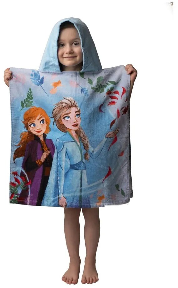Modré froté detské pončo Frozen 2 – Jerry Fabrics