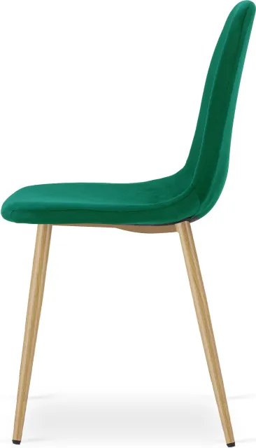 Jedálenská stolička PADVA zamatová zelená / hnedé nohy