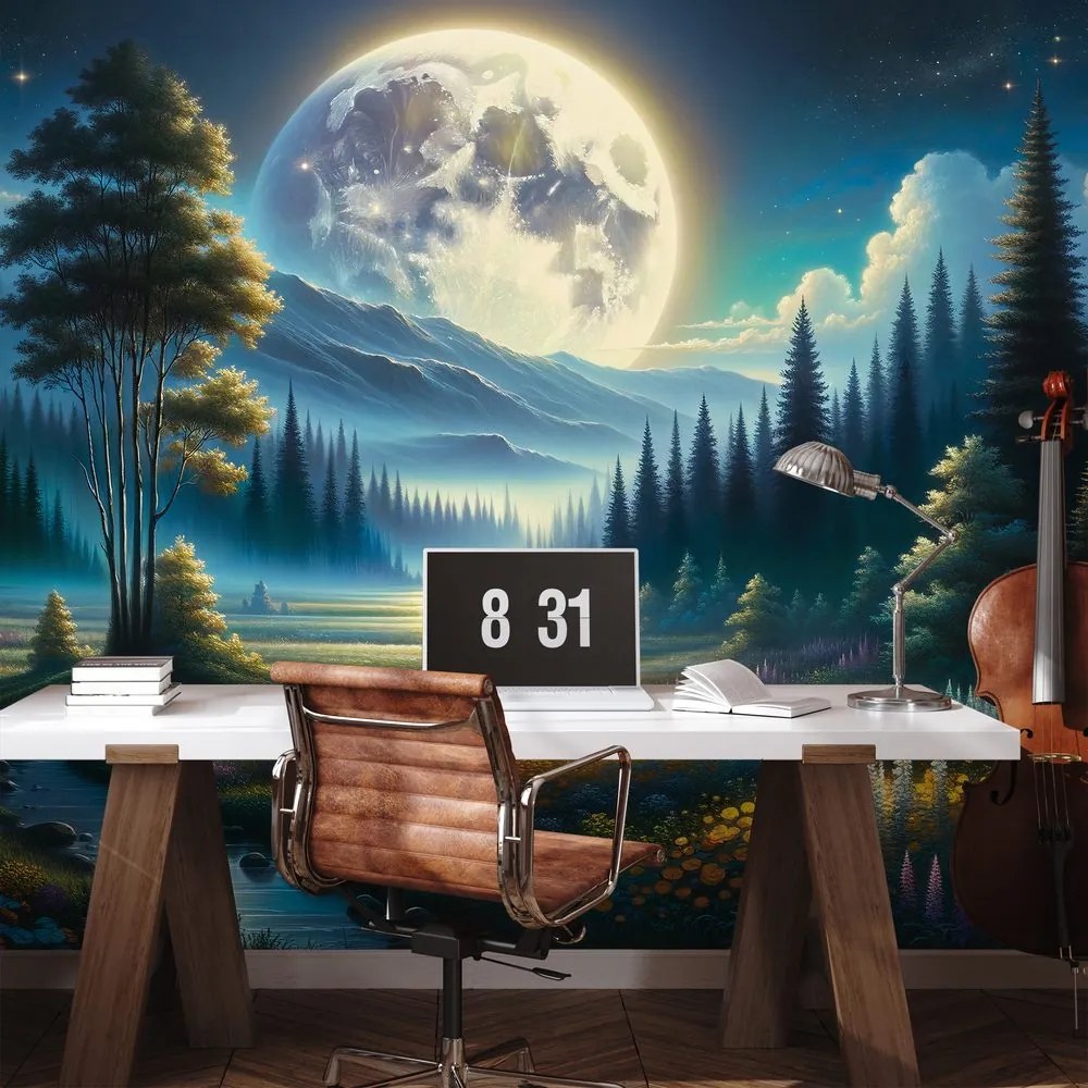 Tapeta čarovná nočná krajina s mesiacom