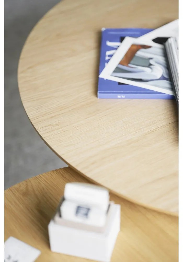 Okrúhly konferenčný stolík v dekore duba v prírodnej farbe 90x90 cm Hobart – Rowico