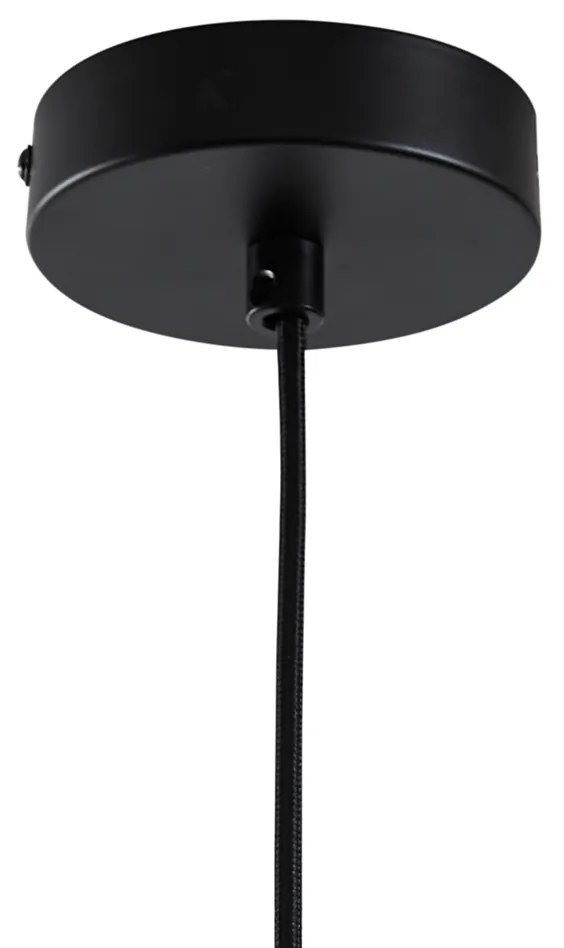 Japandi závesná lampa čierna s hnedým látkovým tienidlom - Bida