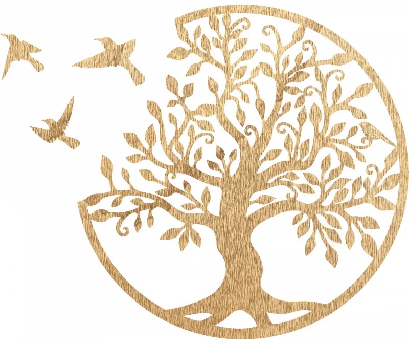 Drevená dekorácia na stenu Strom života s lietajúcimi vtákmi I SENTOP