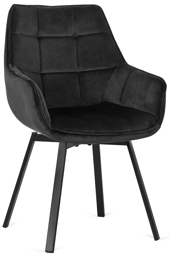 Otočná jedálenská stolička LUNA čierna zamatová