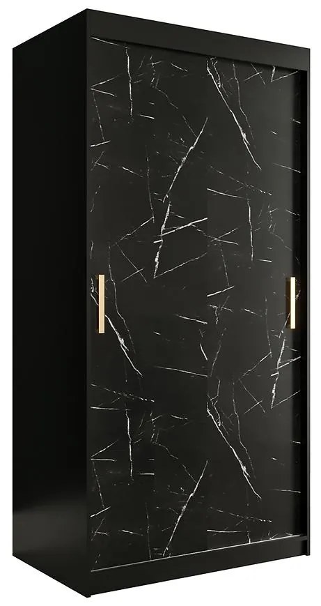 Skriňa Marmur T 100 čierna/mramor čierna