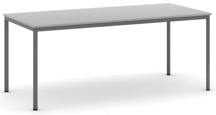 Jedálenský stôl, 180x80 cm, tmavo sivá podnož, sivá