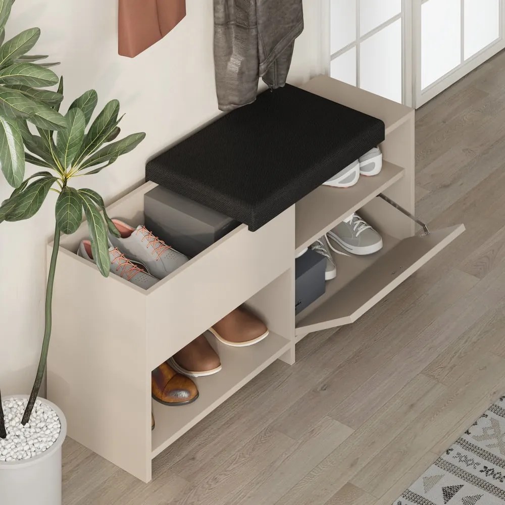 Krémový botník s lavicou Romi – Marckeric