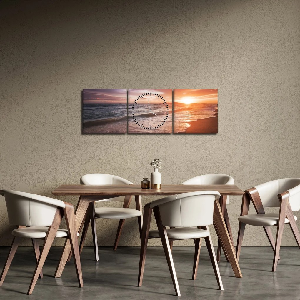 Obraz - Západ slnka v Thajsku (s hodinami) (90x30 cm)