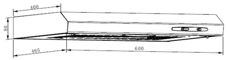 UW60BL, digestor, 60 cm, podskrinkový, 317 m³/h, čierny