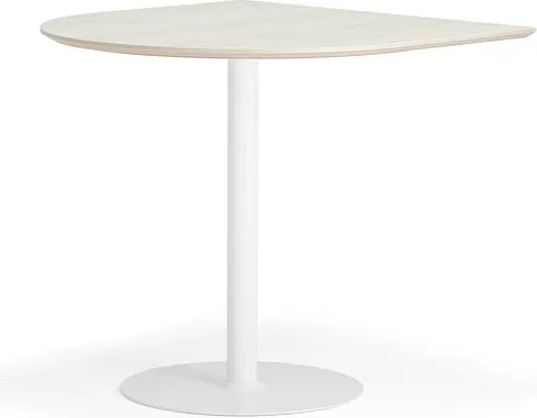 Barový stôl METRIC, polovičný ovál, 1000x1000x900 mm, biela/jaseň