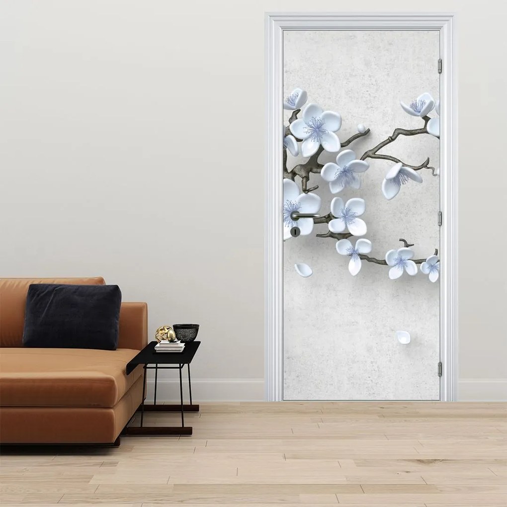 Fototapeta na dvere - Modré kvety (95x205cm)