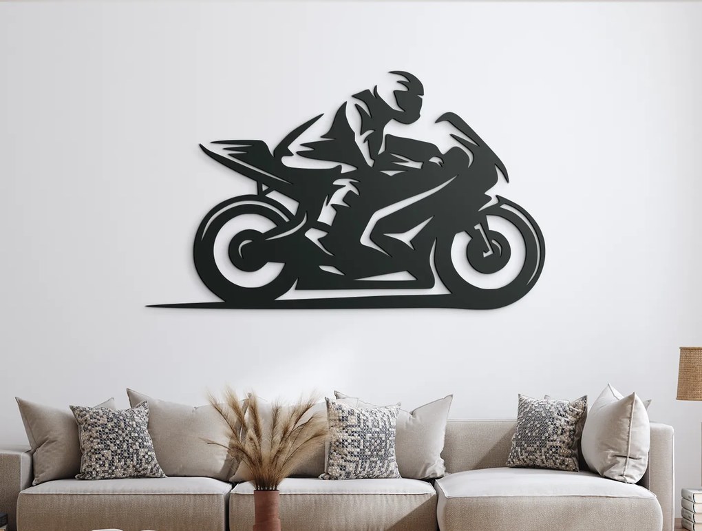 drevko Dizajnový obraz Motorkár Rozmer obrazu: 26,5 x 44,5 cm, Farba dekorácie: Čierna