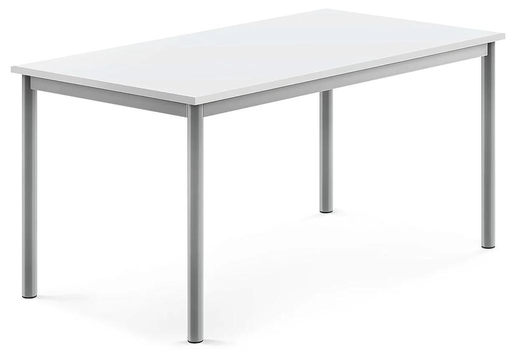 Stôl BORÅS, 1200x700x600 mm, laminát - biela, strieborná