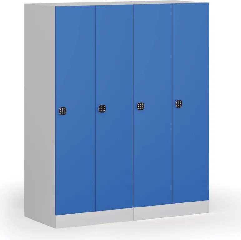 Šatníková skrinka S1 znížená, 2 oddiely, 1500 x 600 x 500 mm, demont, kódový zámok, tmavosivé dvere