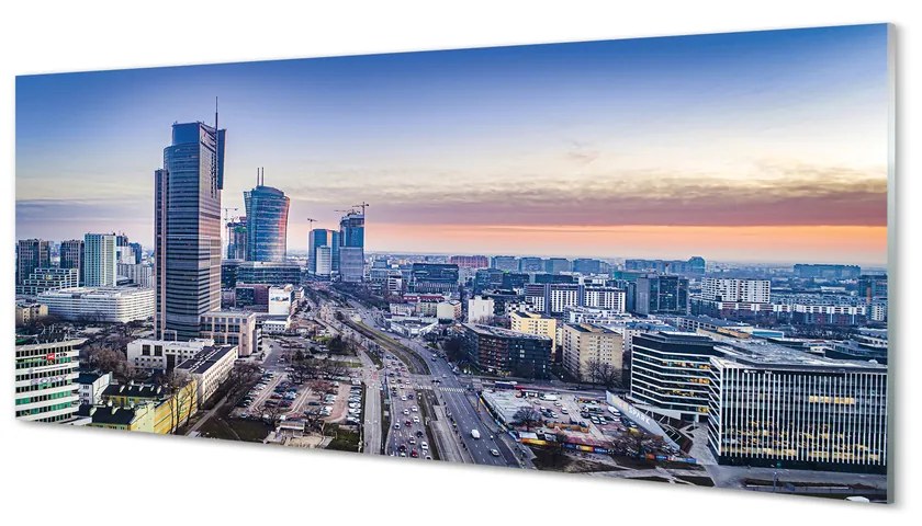 Obraz na akrylátovom skle Panorama varšavy mrakodrapov svitania 120x60 cm
