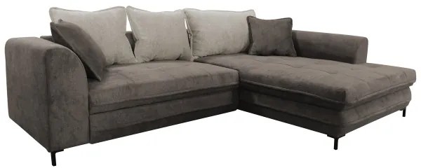 Rozkladacia rohová sedacia súprava s úložným priestorom v tvare L LAGOA pravostranná taupe/šedá