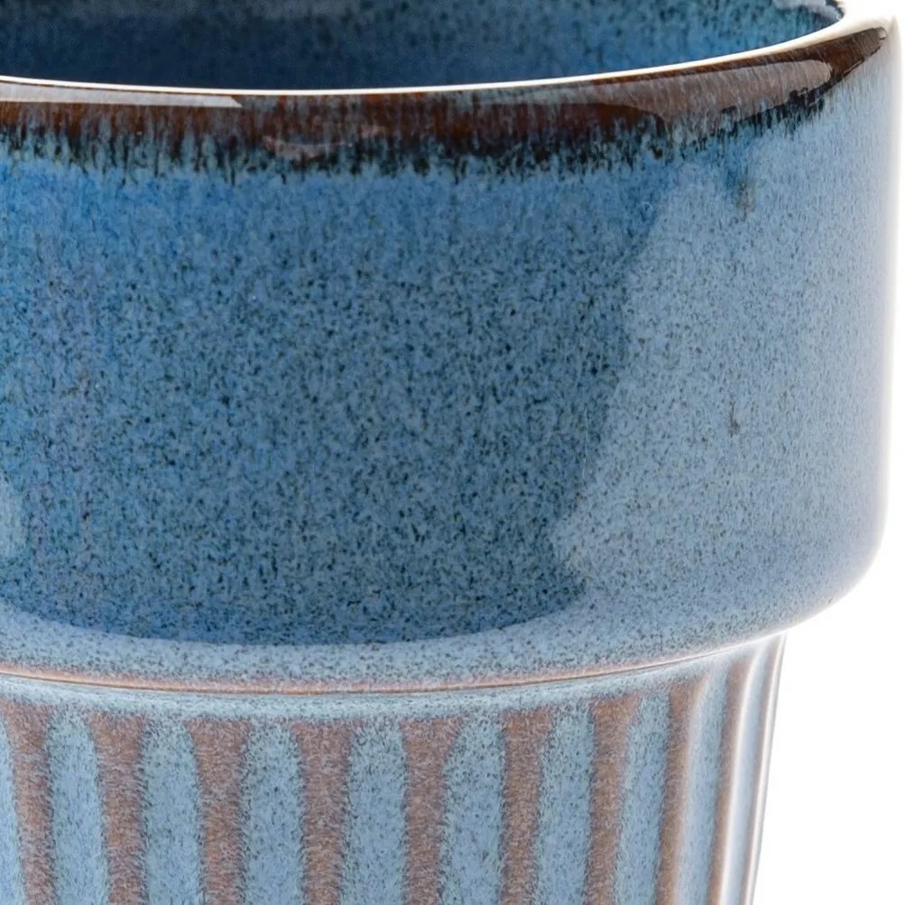 Súprava 4 keramických hrnčekov Rustik 100 ml, modrá