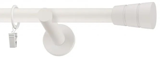 Dekorstudio Garniža jednoradová BASIC biela matná 19mm Dĺžka: 200cm, Typ príslušenstva: Krúžky tiché so štipcami