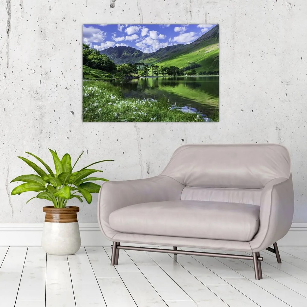 Obraz - Krajina s jazerom (70x50 cm)