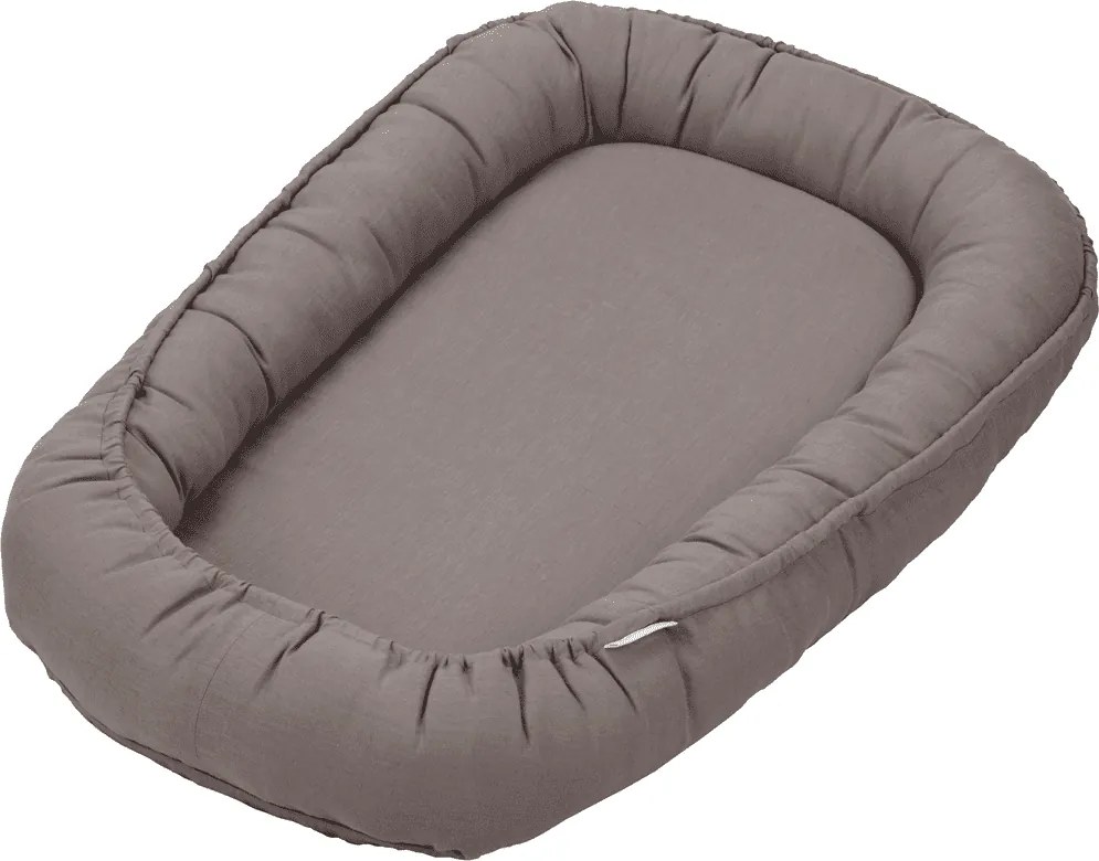 Ľanové hniezdo pre bábätko tmavo šedá