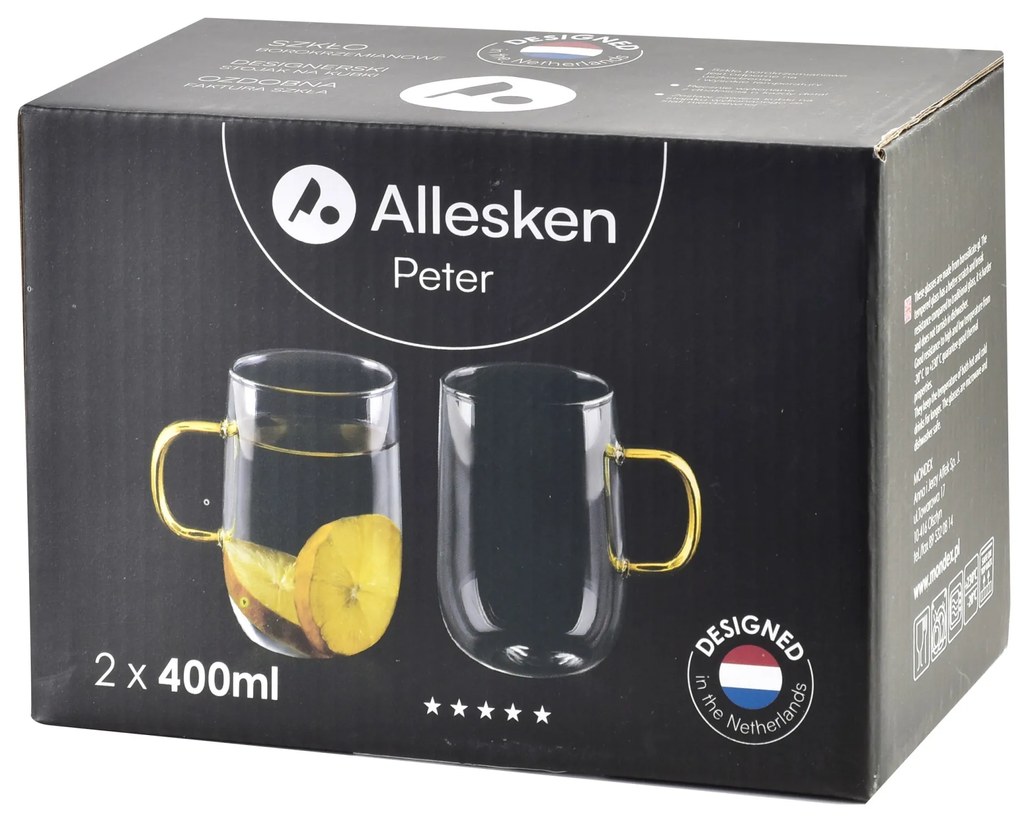 Sada 2 ks hrnků PETER 400 ml šedá