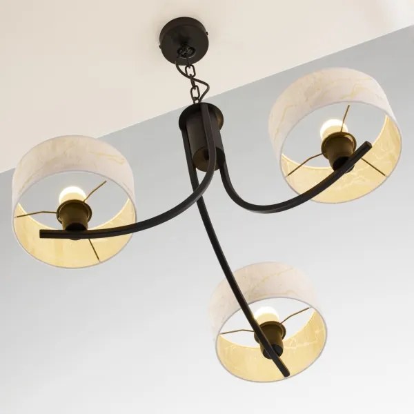 Jupiter 2103 - Luster na reťazi ARTHUR 3xE27/15W/230V biela/čierna/mramorový dekor