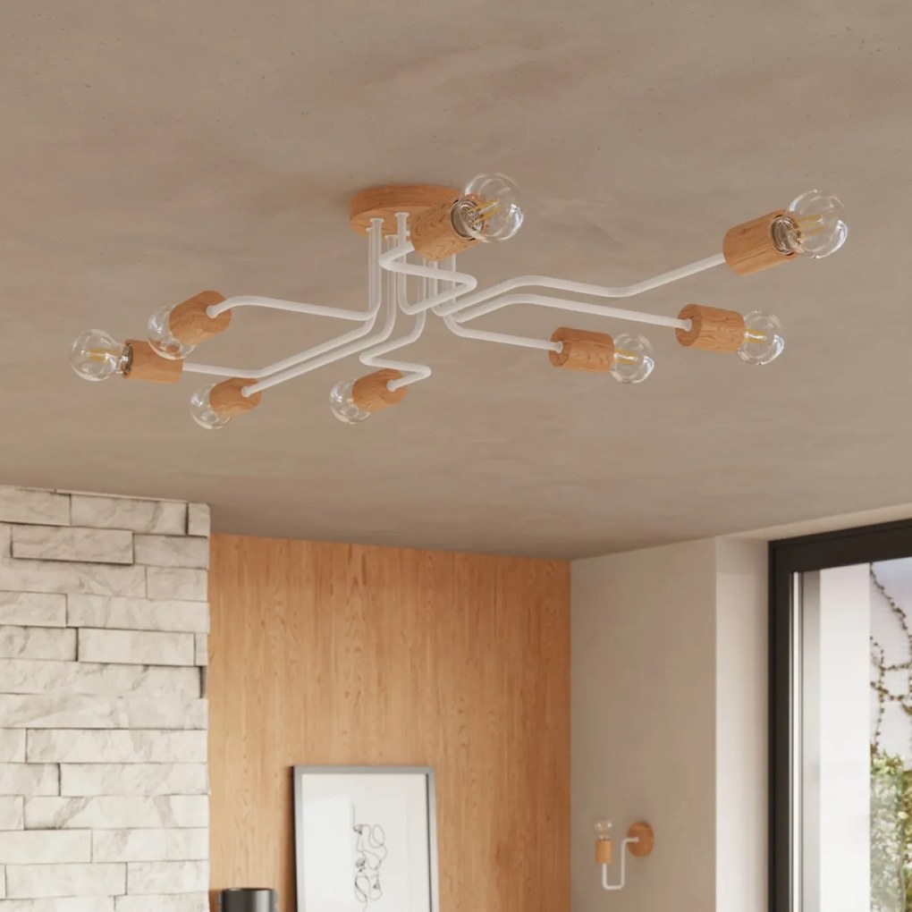 Stropné svietidlo Timbo 6, drevené telo svietidla, w