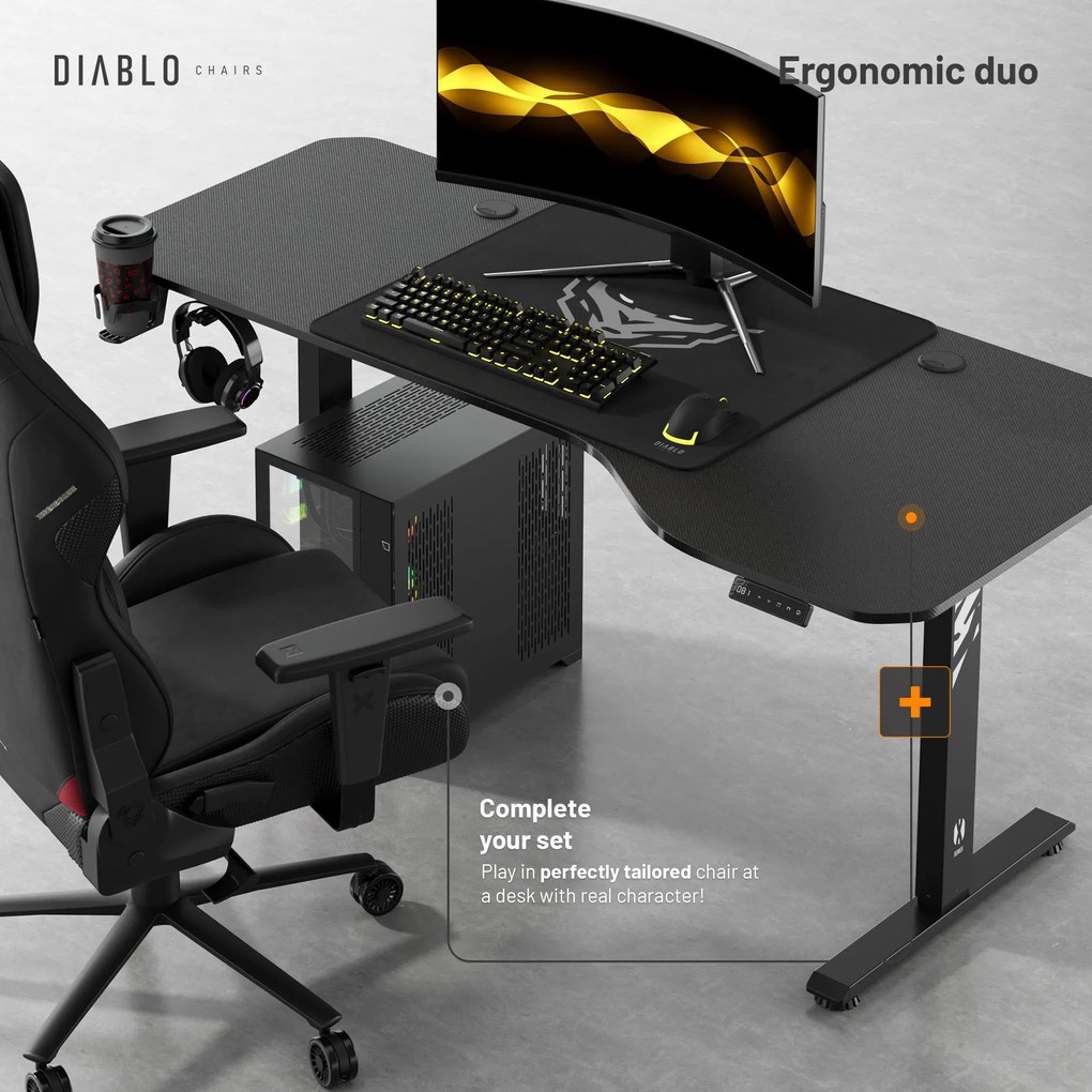 Stôl s elektricky nastaviteľnou výškou 160 cm čierny: Diablo X-Tensio 1600