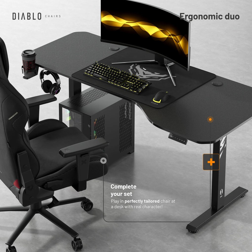 Výškovo Nastaviteľný Stôl Diablo X-Tensio 1600 Čierny