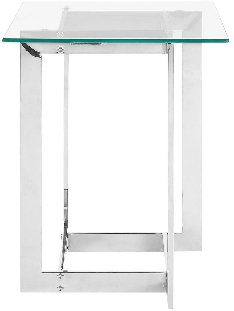 Odkladací stolík so sklenenou doskou strieborný CRYSTAL Beliani