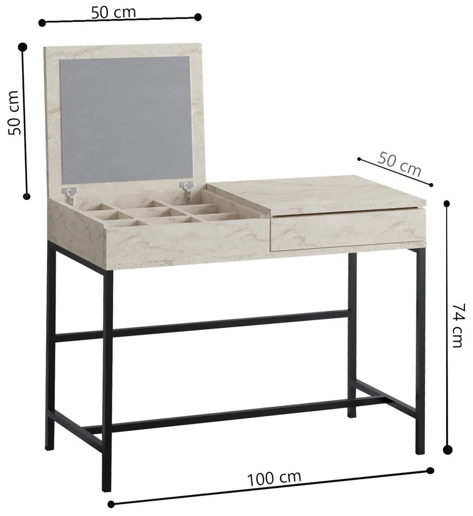 Kozmetický stol Linda Travertine