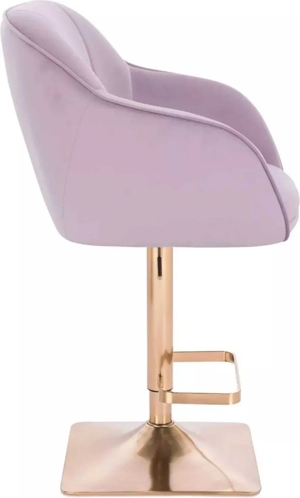 LuxuryForm DESIGN Barová stolička AVOLA VELUR na zlatej hranatej podstave - levanduľa