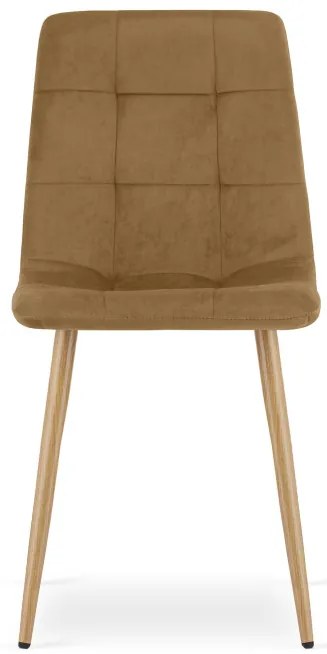 Set troch jedálenských stoličiek KARA zamatové, hnedé / hnedé nohy (3 ks)