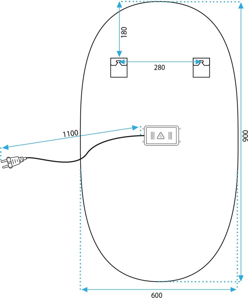Rea Rea, oválne LED zrkadlo 60x90 cm, zlatá matná, HOM-02509