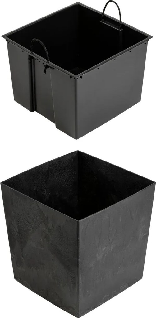 Kvetináč FLORE Betón 41x39,5x39,5 cm čierny