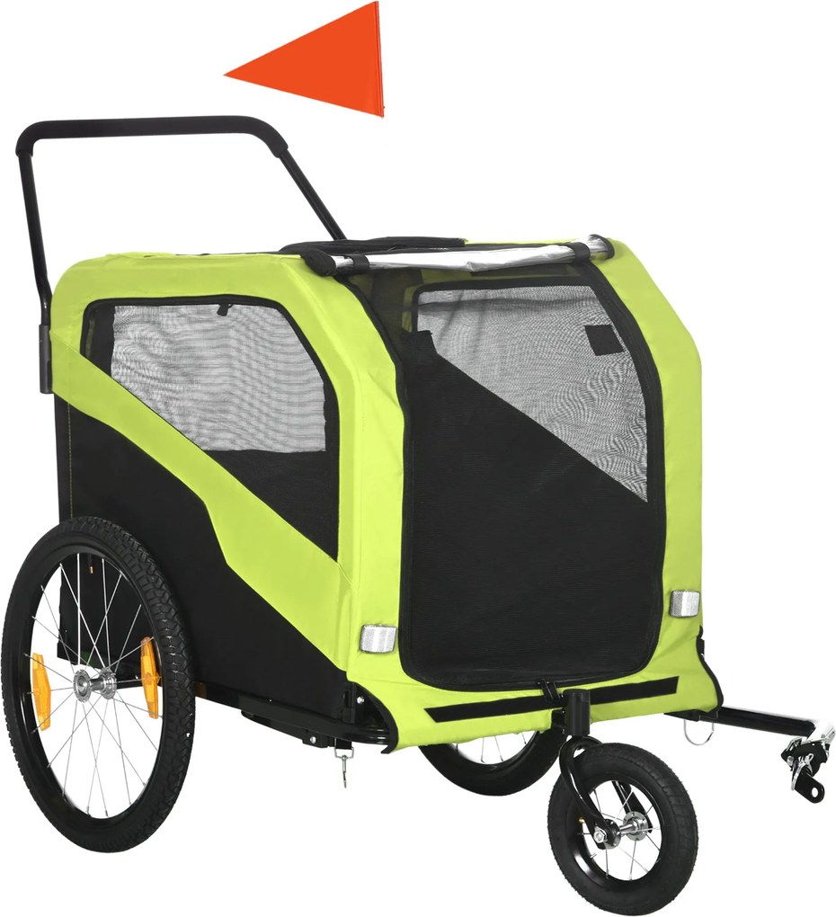 PawHut 2v1 Psí Príves, Bicyklový Príves pre Psov, Psí Vozík s Reflexnými prvkami, Psí Buggy max. 30 kg, Psí Bicyklový Príves pre Veľkých Psov, Oxford